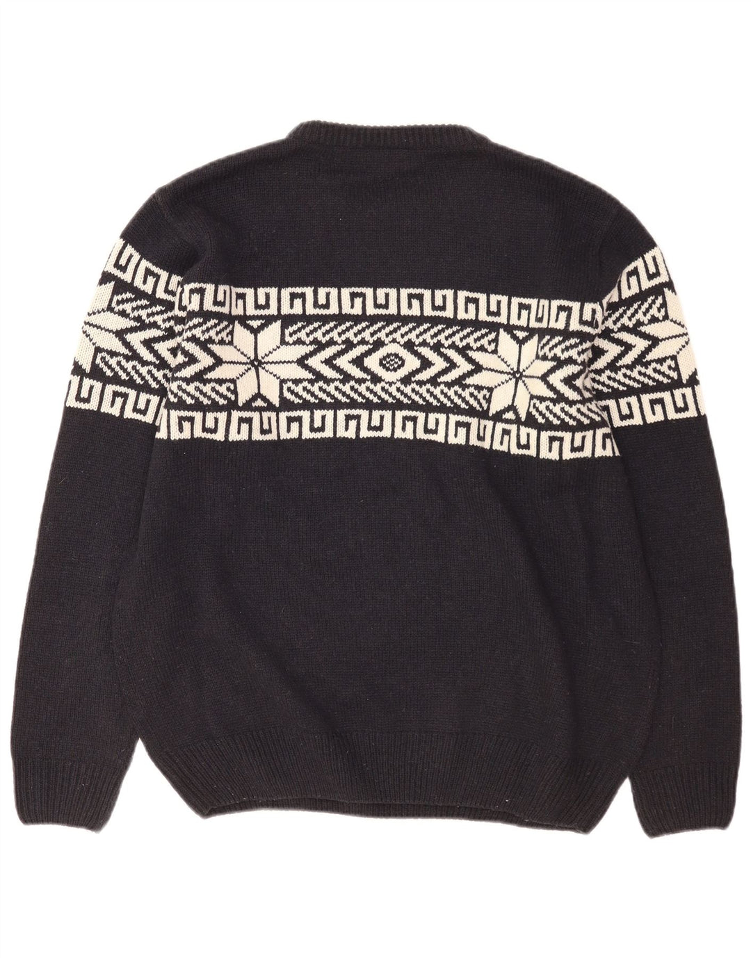 Watson's Suéter tipo jersey con cuello redondo para hombre, talla grande, color negro, poliacrílico