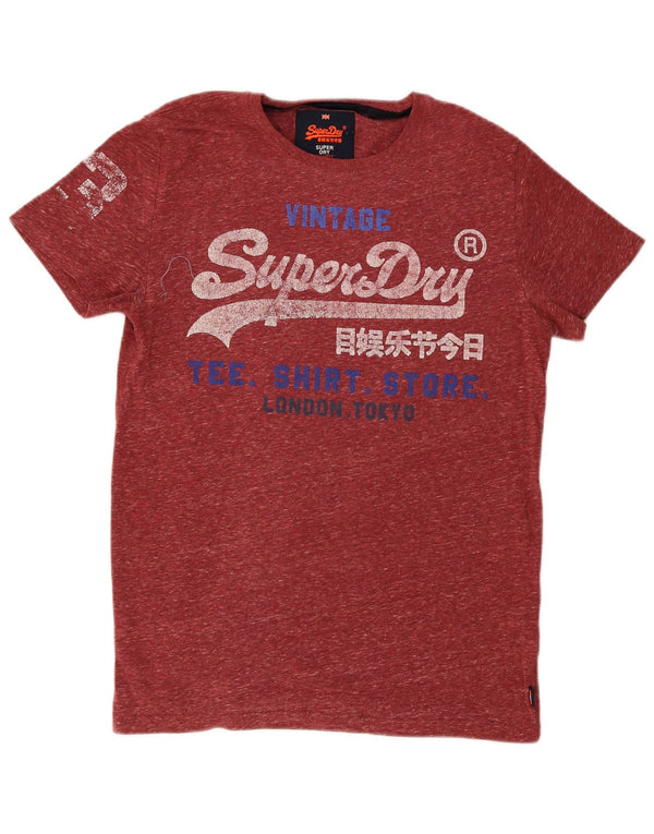 Superdry Camiseta gráfica para hombre Top de algodón moteado en rojo medio