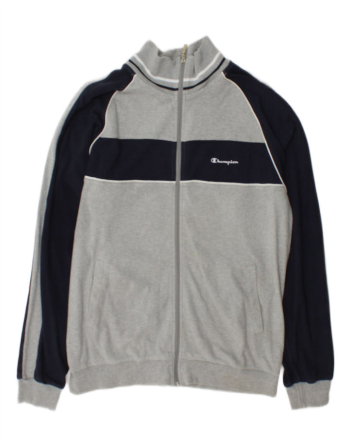 Champion Chaqueta De Chándal Para Hombre Grande Gris Colorblock Algodón