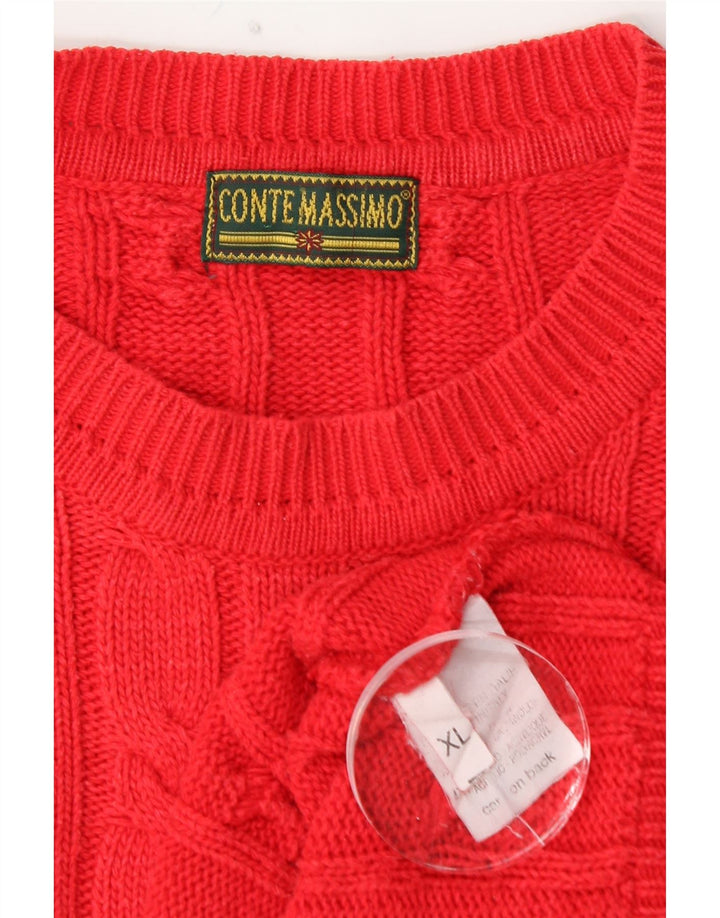 CONTE MASSIMO Jersey de cuello redondo para hombre XL Algodón rojo