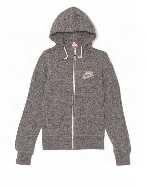 Nike - Sudadera con capucha y cremallera para mujer, talla 6, XS, algodón moteado gris