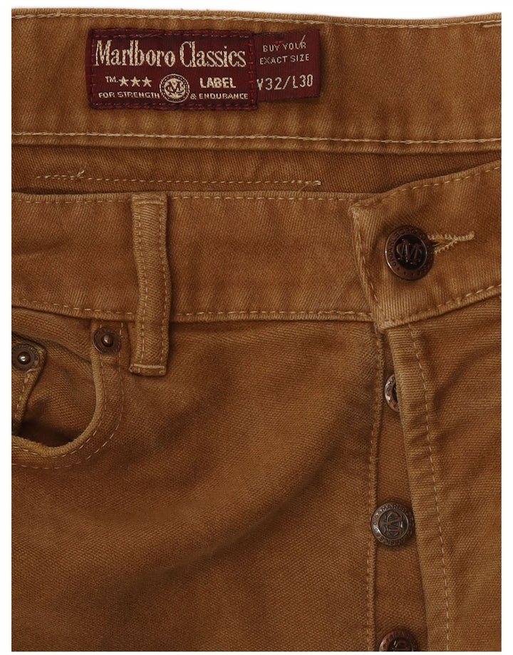 MARLBORO CLASSICS Pantalones casuales rectos para hombre W32 L30 Algodón marrón