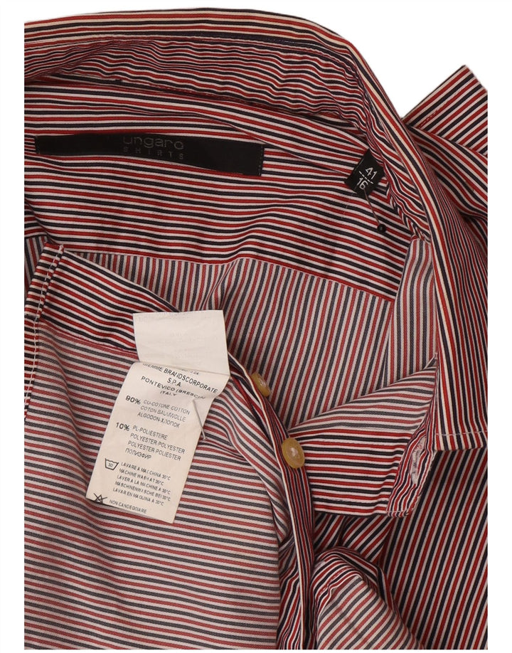 Camisa Ungaro Hombre Talla 41 16 Grande Algodón Rojo Rayas
