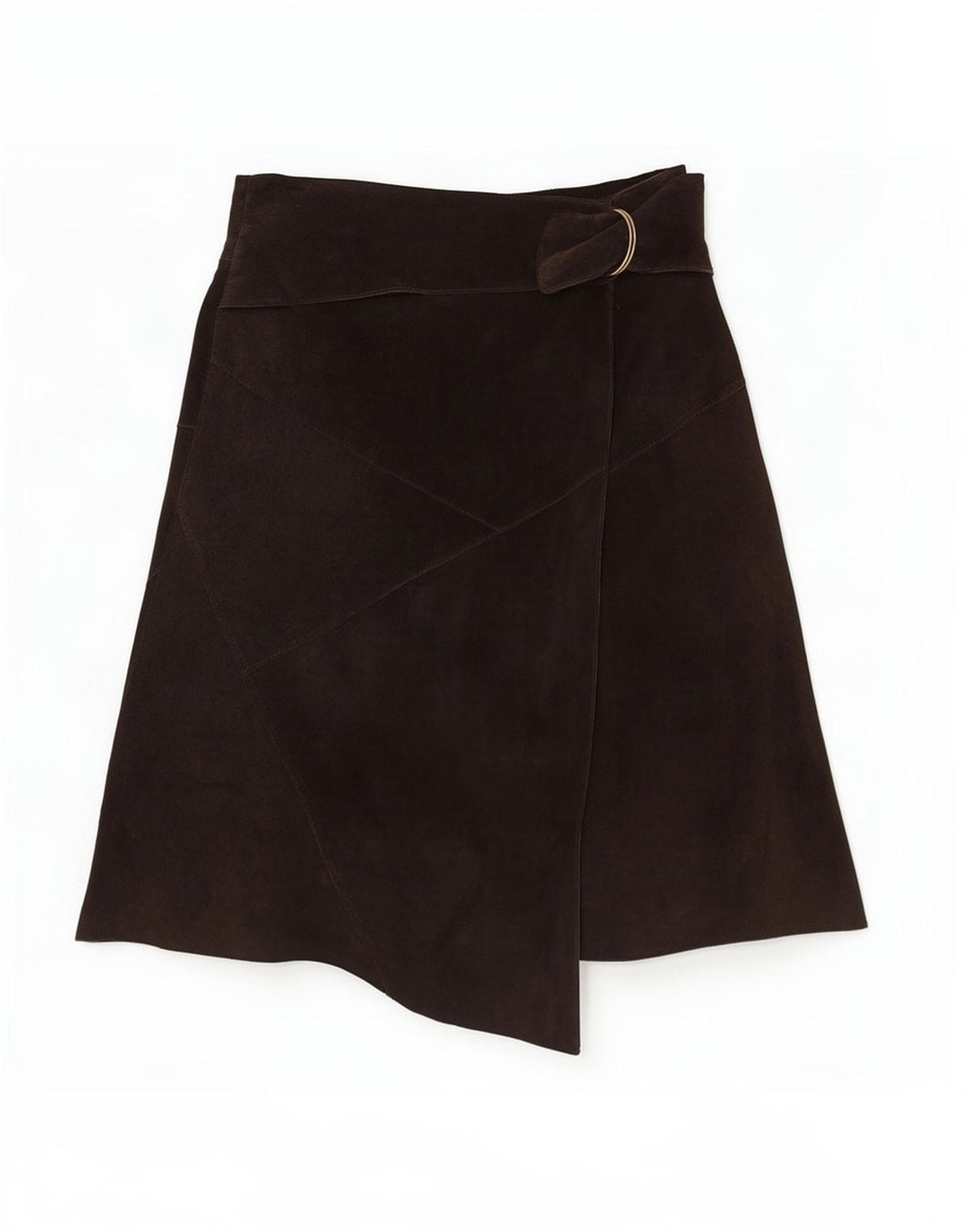 Falda envolvente de cuero vintage para mujer EU 36 Pequeña W30 Marrón