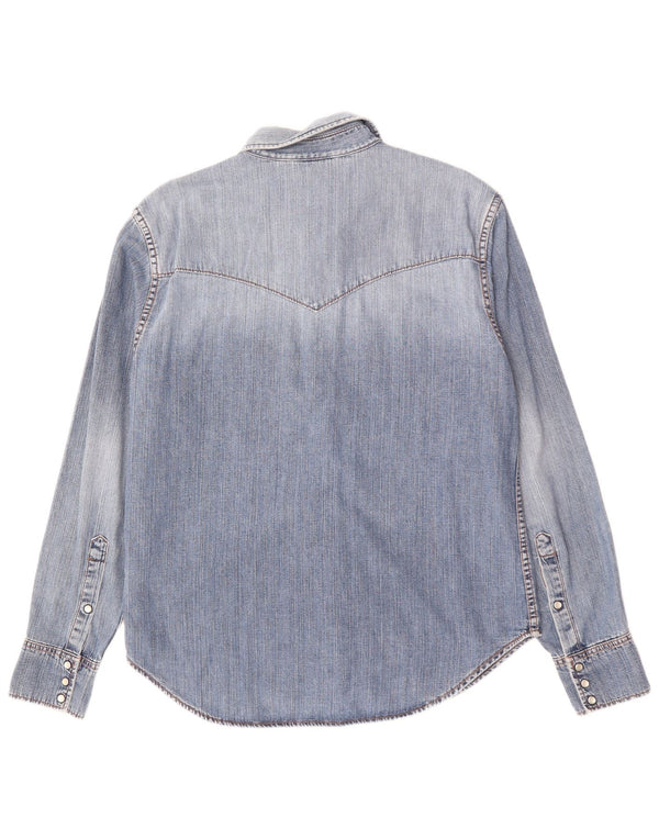 WRANGLER Camisa vaquera para hombre de algodón azul grande