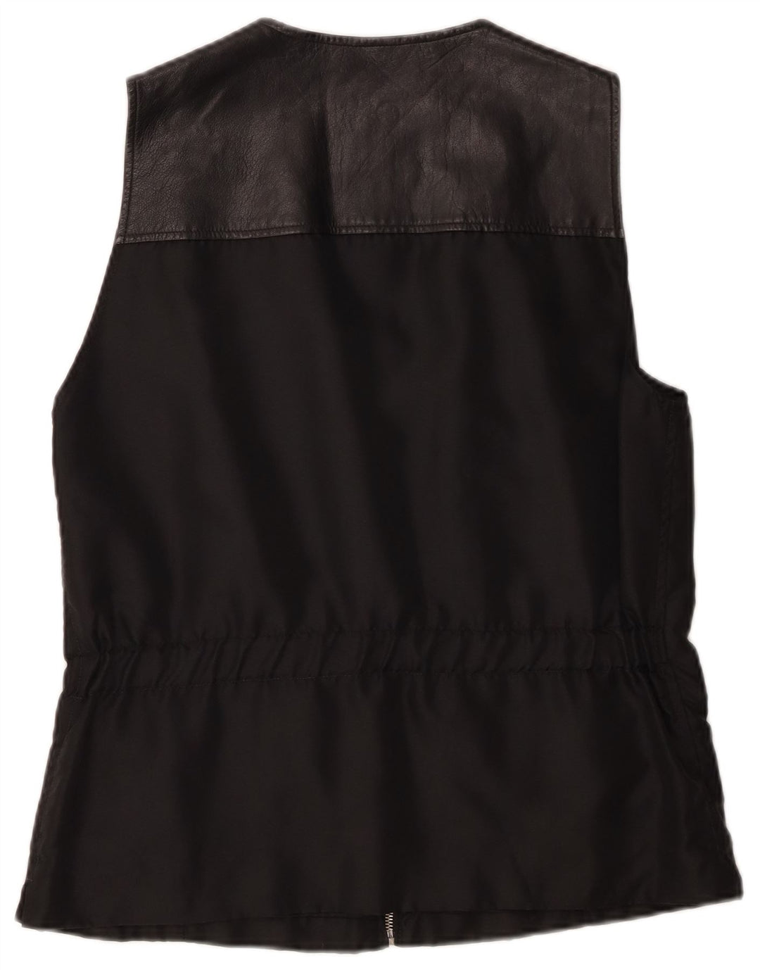 Vintage mujer oversize gilet IT 40 pequeño cuero negro