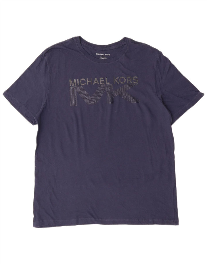 Michael Kors Camiseta estampada con gráfico para hombre Top grande de algodón azul marino