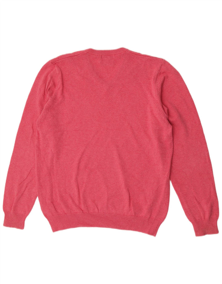 Marks & Spencer Jersey con cuello en V para hombre, talla grande, algodón rosa