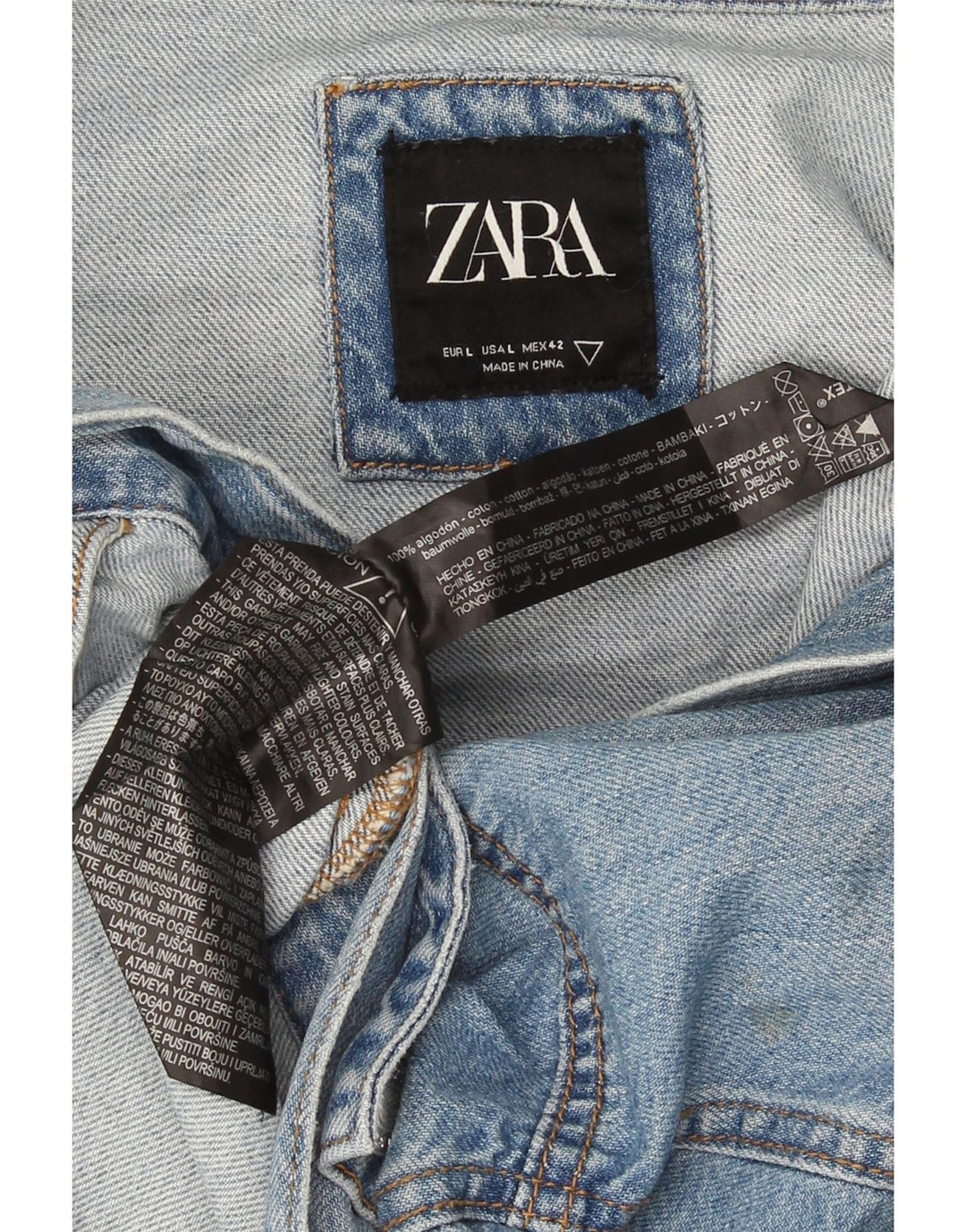 Zara - Chaqueta vaquera para hombre, talla 40, algodón azul grande