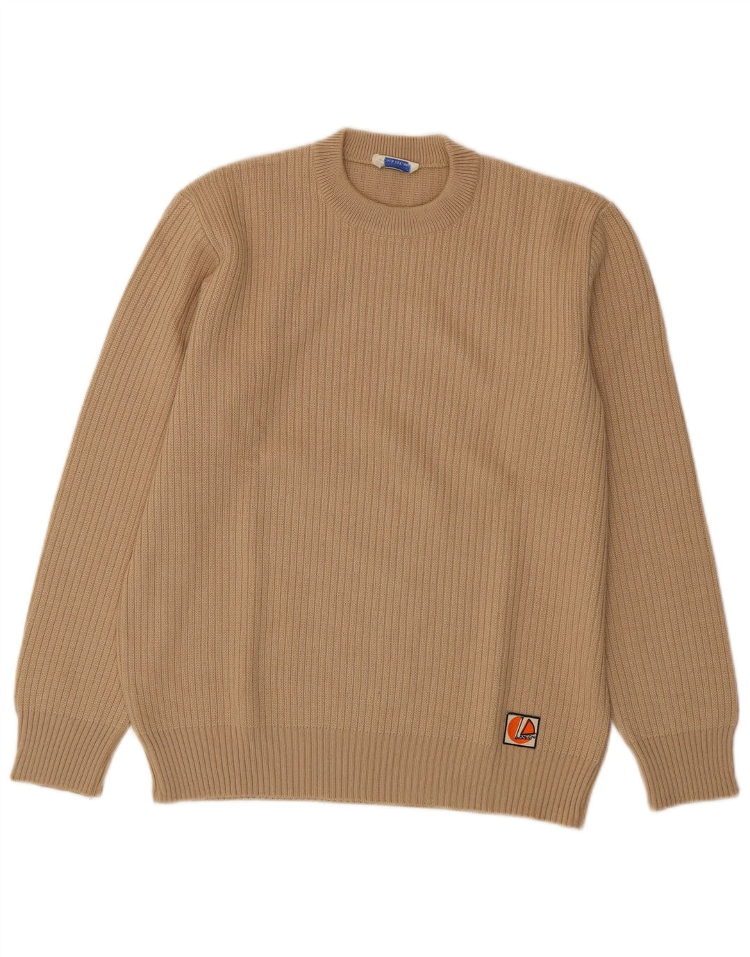 VINTAGE suéter de cuello redondo para mujer Reino Unido 16 lana beige grande