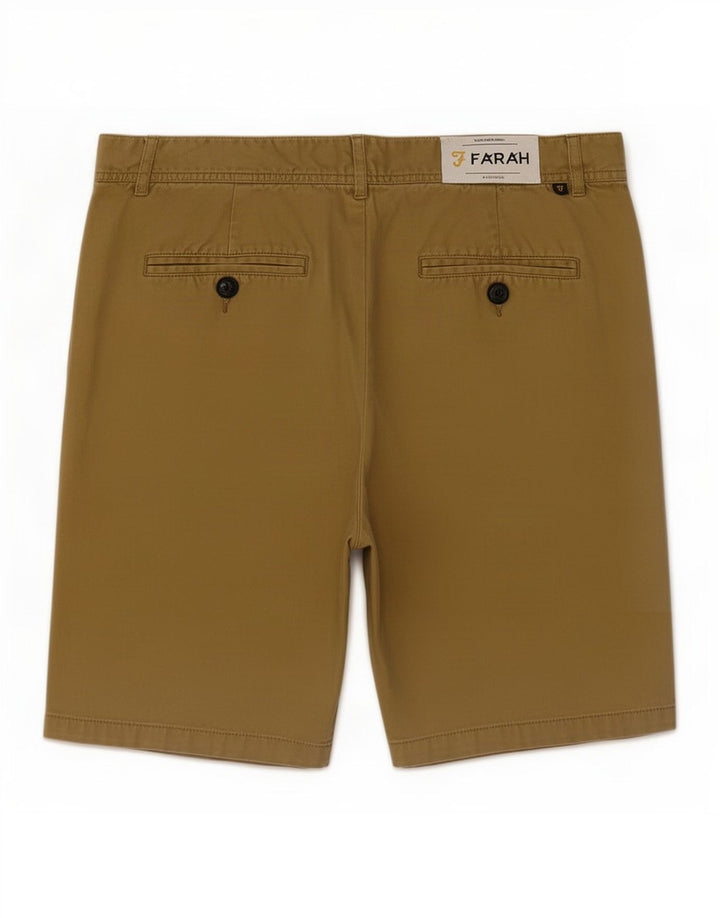 Farah Hombre Chino Shorts Medium W32 Caqui Algodón