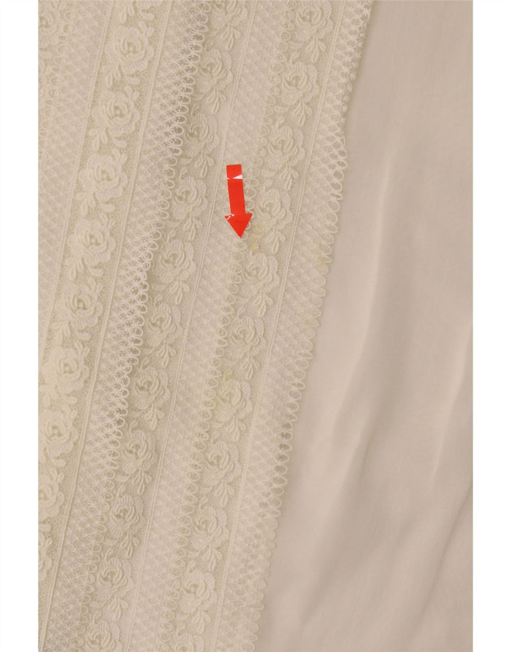 Vintage mujer sin mangas ver a través de blusa top IT 44 blanco medio