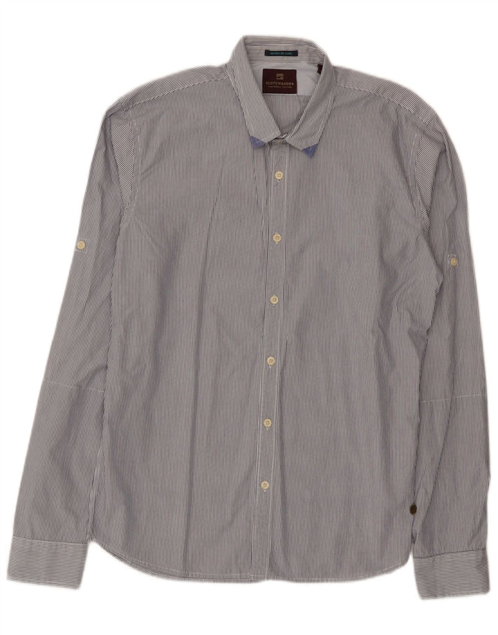 Camisa Scotch & Soda Hombre Mediana Azul Marino Rayas Pintadas De Algodón