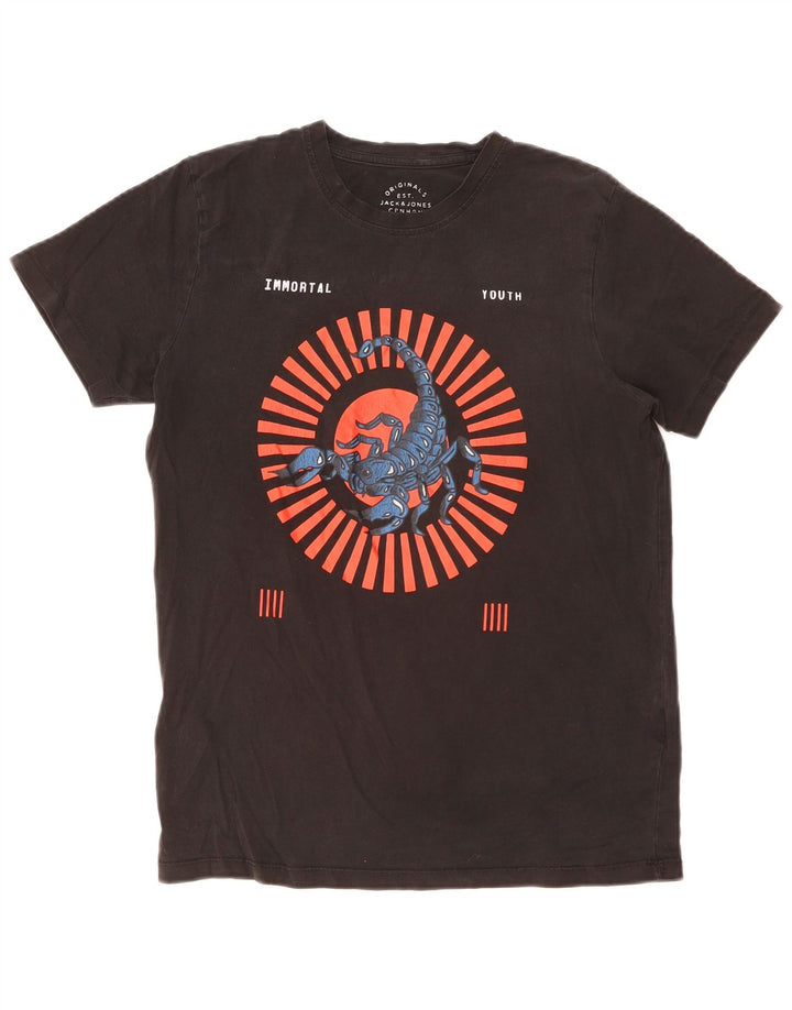 Jack & Jones - Camiseta gráfica para hombre, talla mediana, algodón negro