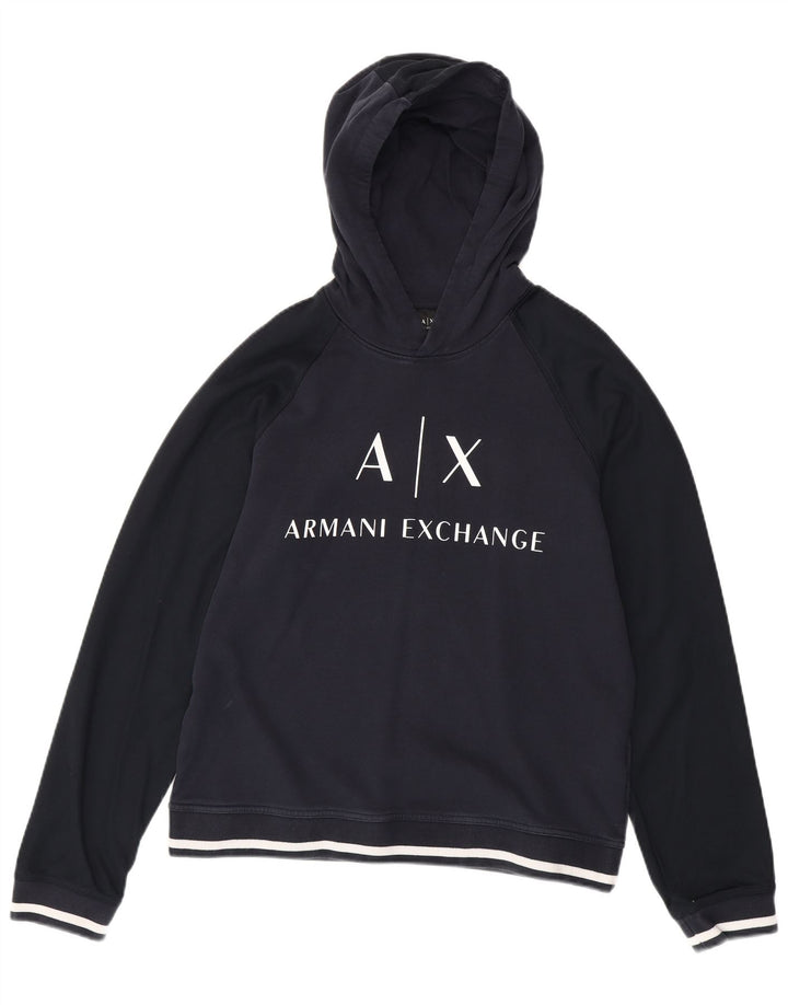 ARMANI EXCHANGE Jersey con capucha gráfico para hombre grande azul marino algodón