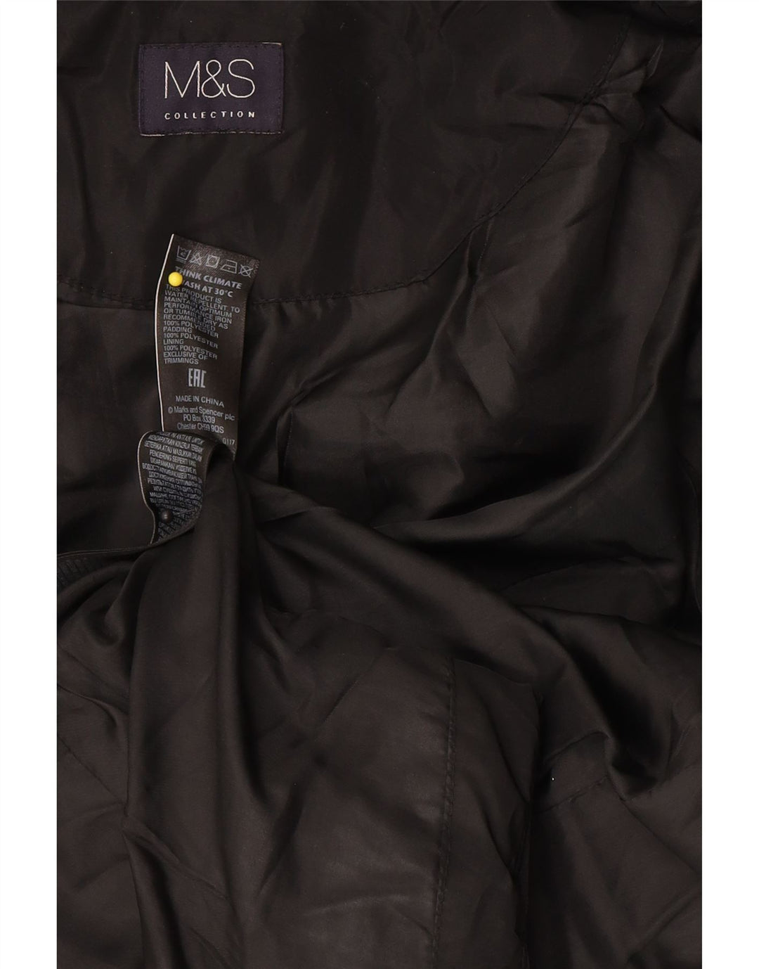 Marks & Spencer Chaqueta acolchada con capucha para mujer UK 44 Mediana Poliéster negro