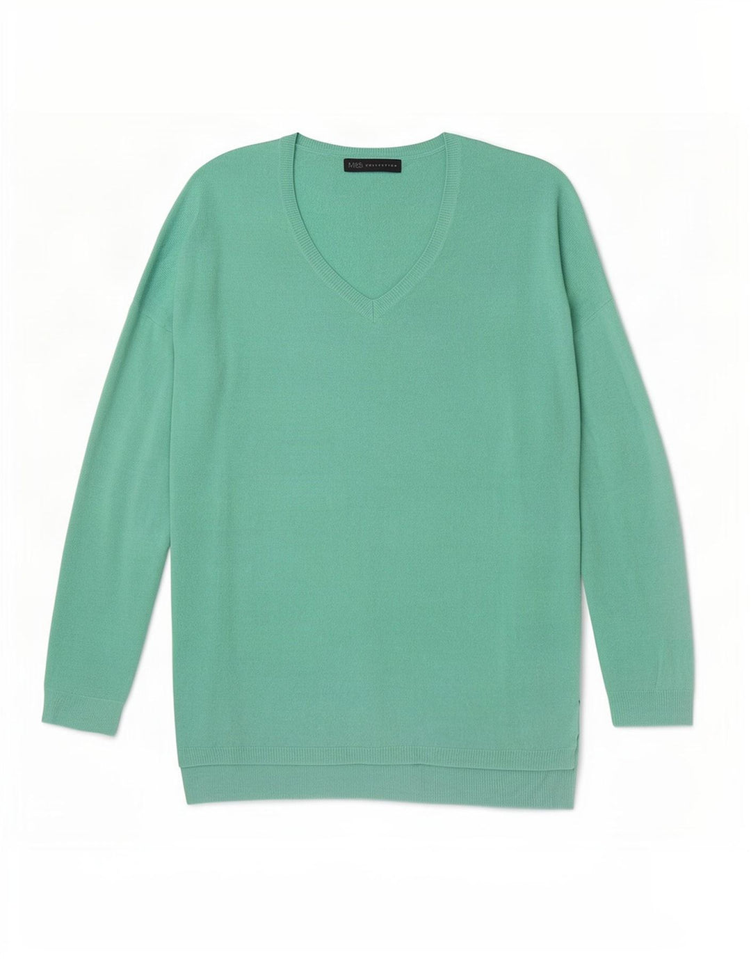 Marks & Spencer Suéter tipo jersey de gran tamaño con cuello en V para mujer UK 10 Small Green