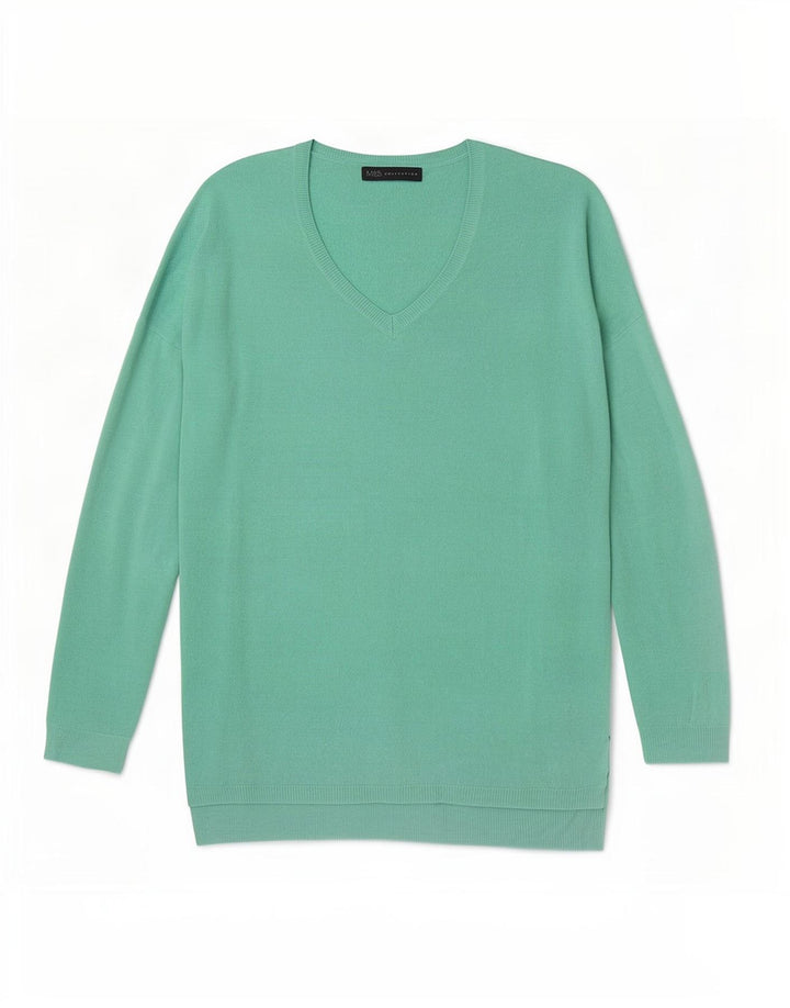 Marks & Spencer Suéter tipo jersey de gran tamaño con cuello en V para mujer UK 10 Small Green