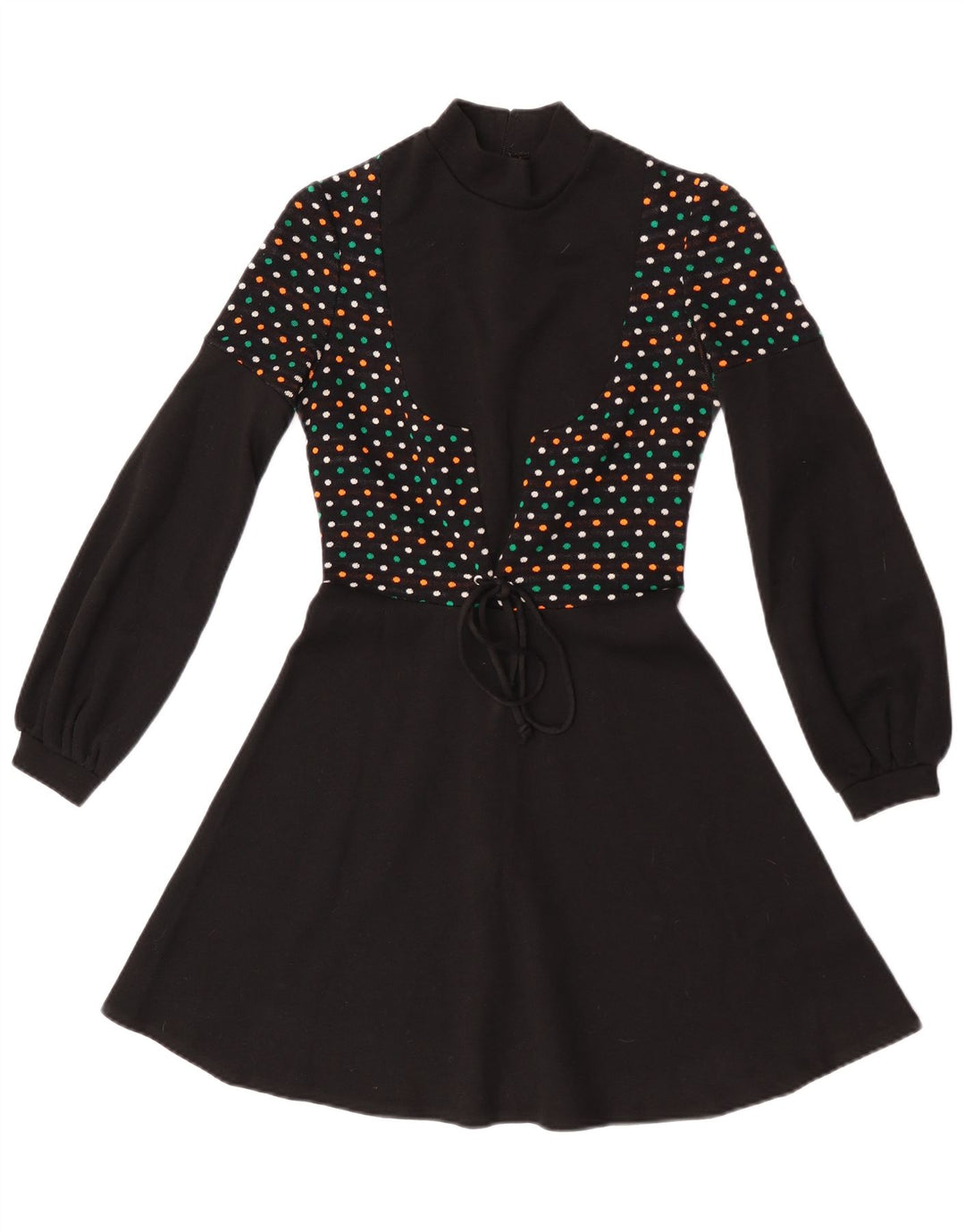Vintage mujer manga larga jersey vestido IT 44 medio negro manchado