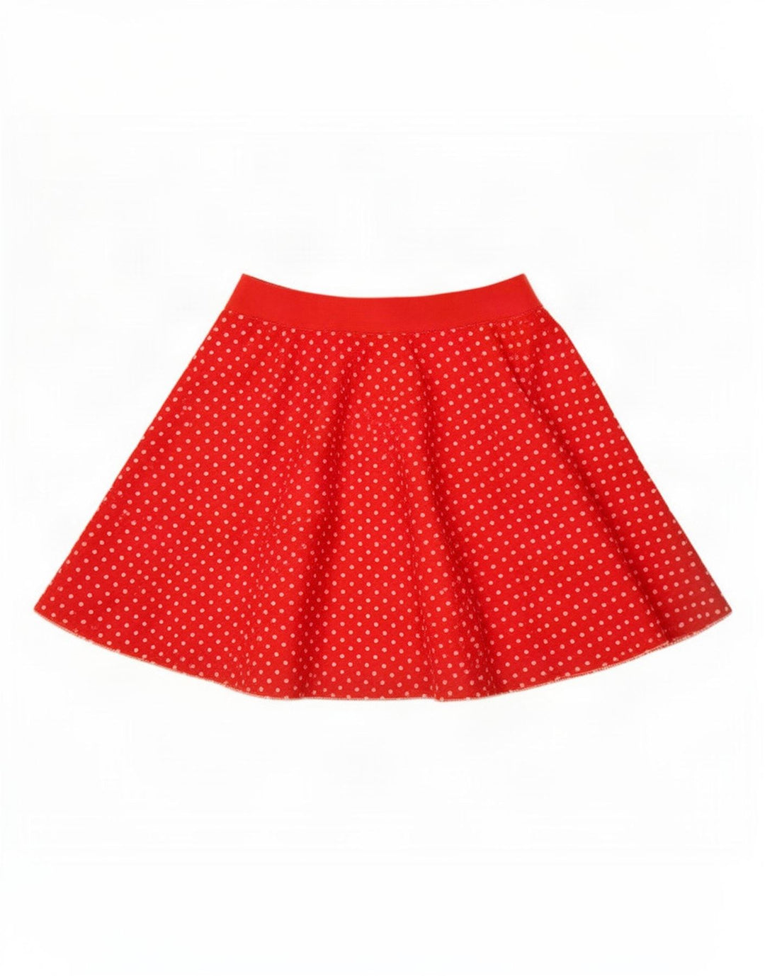 Vintage mujer A-Line falda mediana W28 poliéster manchado rojo