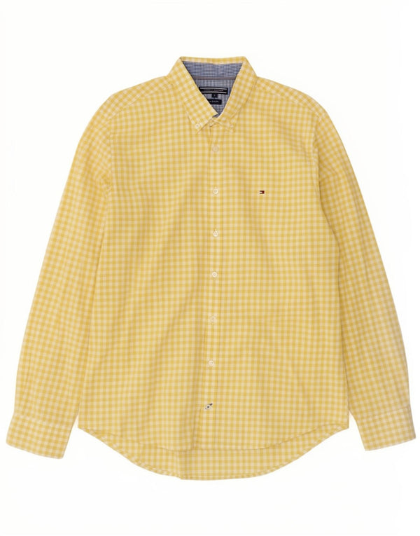 Camisa Tommy Hilfiger New York Fit para hombre de algodón a cuadros amarillo grande