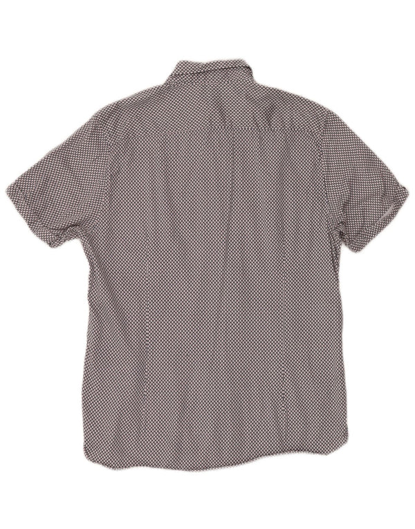 Ted Baker Camisa de manga corta para hombre Talla 4 Grande Algodón geométrico azul marino