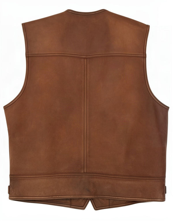 Chaleco de cuero vintage para hombre 2XL Marrón