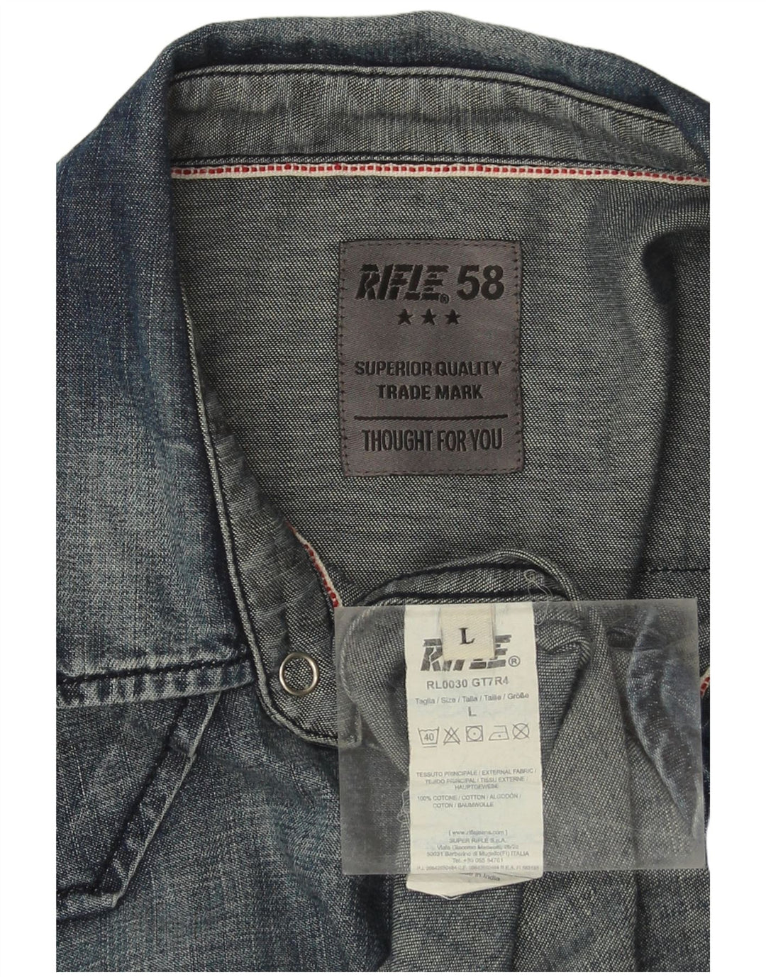 Camisa vaquera para hombre Rifle Large Algodón azul marino