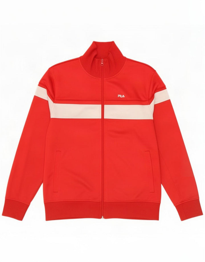 Chaqueta superior de chándal Fila para hombre, poliéster color block pequeño rojo