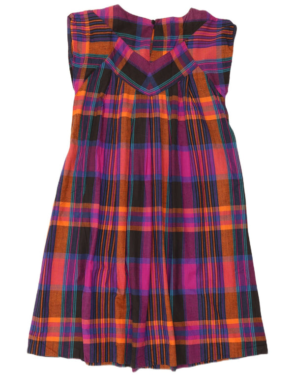 Vintage mujer vestido de tienda de gran tamaño EU 38 algodón de cheque multicolor medio