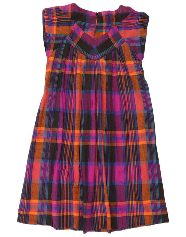 Vintage mujer vestido de tienda de gran tamaño EU 38 algodón de cheque multicolor medio