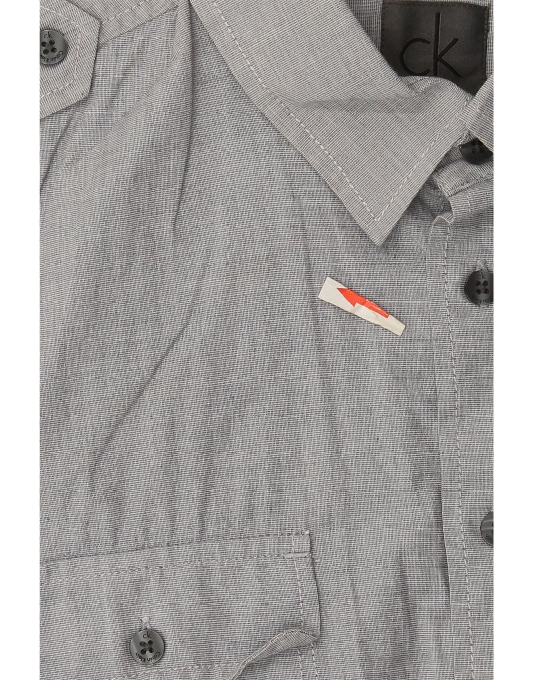 Camisa militar de manga corta Calvin Klein para hombre de algodón gris medio