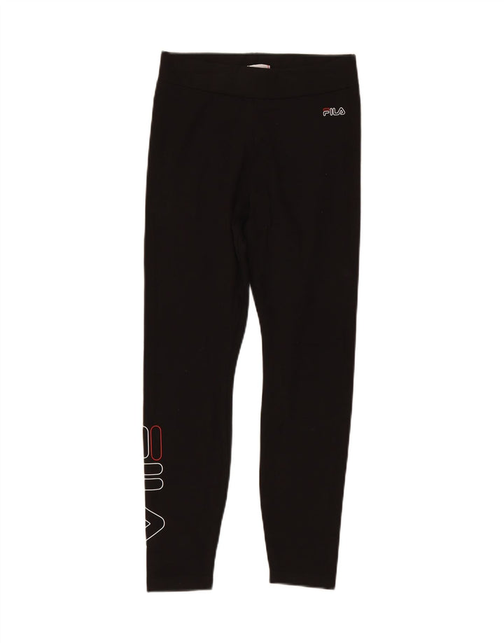 FILA Womens Graphic Leggings UK 10 Small  Black Cotton Vintage Fila and Second-Hand Fila from Messina Hembry 