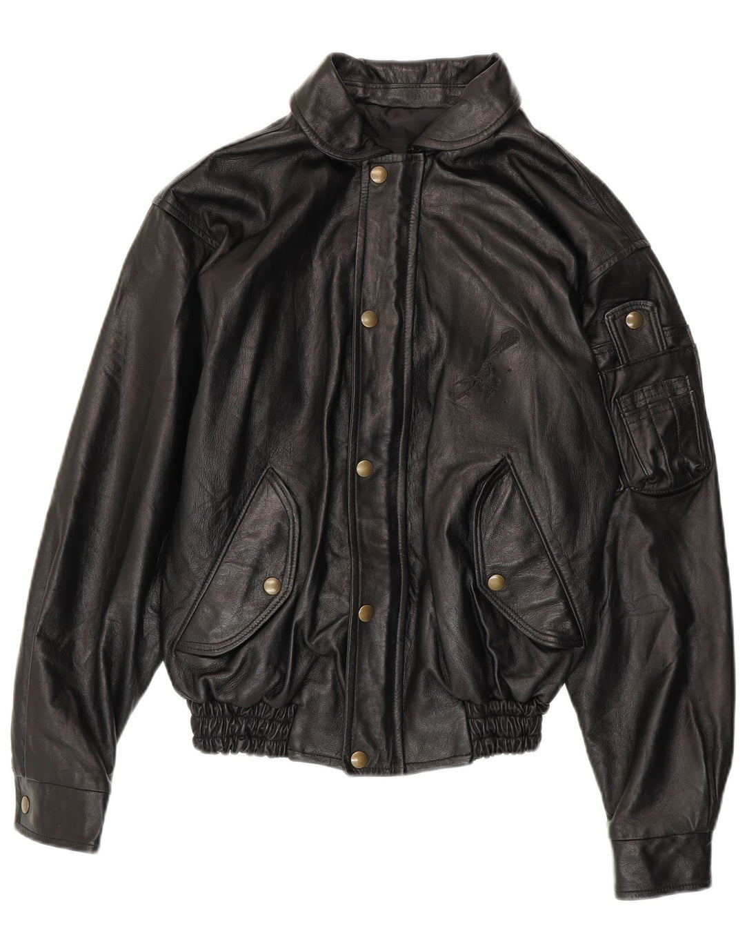 VINTAGE Chaqueta de cuero para hombre Reino Unido 36 Pequeño cuero negro