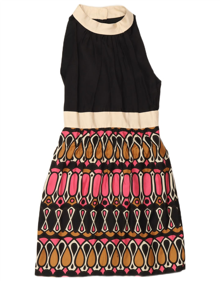 MILLY Vestido sin mangas para mujer US 6 mediano negro seda geométrica