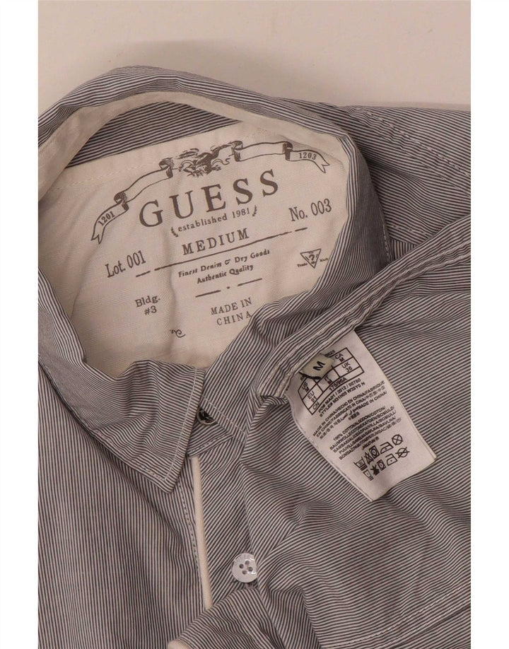 Camisa Guess Hombre Algodón Rayas Gris Medio