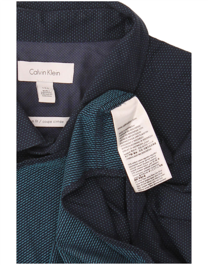CALVIN KLEIN Camisa slim fit para hombre de algodón con lunares azul marino grande