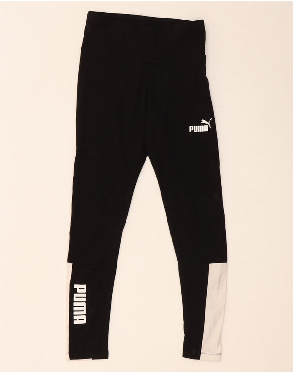 Puma Leggings cortos gráficos para mujer UK 4 XS Negro Colorblock Algodón