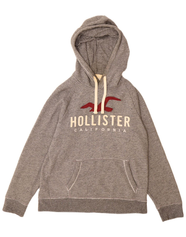 Hollister Hombre Sudadera Con Capucha Gráfica De Algodón Moteado Gris Medio