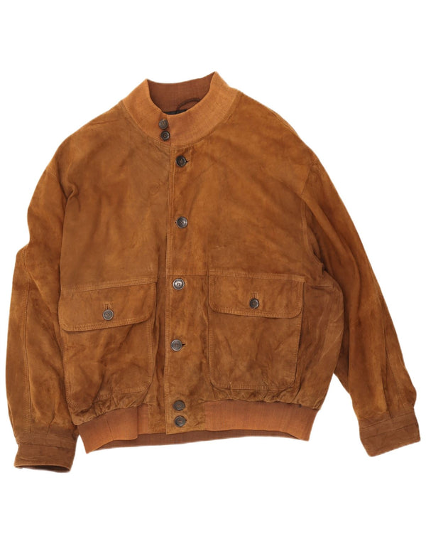 Theo Wormland Chaqueta bomber de ante para hombre UK 42 XL Cuero beige
