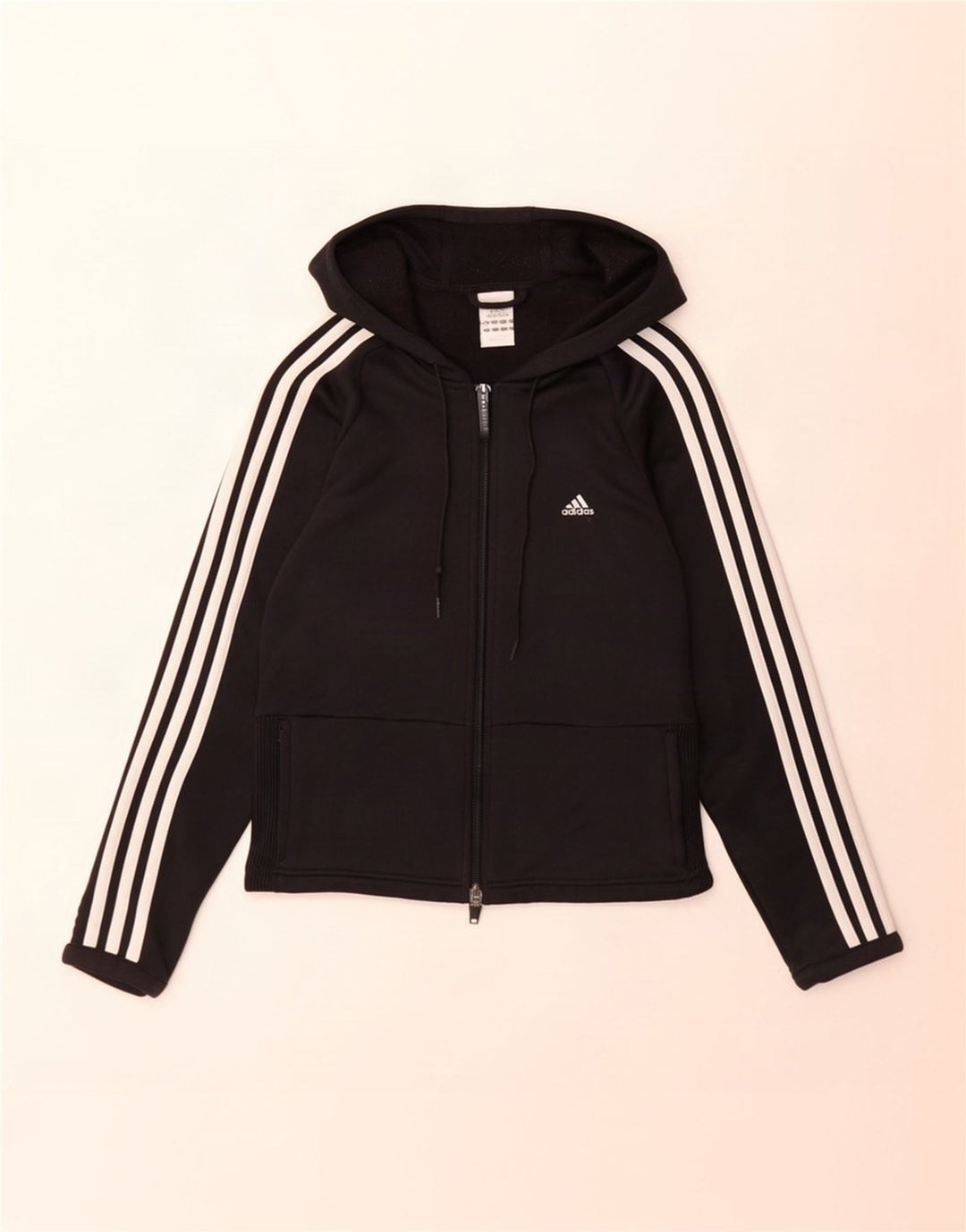 Adidas Sudadera con capucha y cremallera para mujer Reino Unido 14 Mediano Negro Poliéster