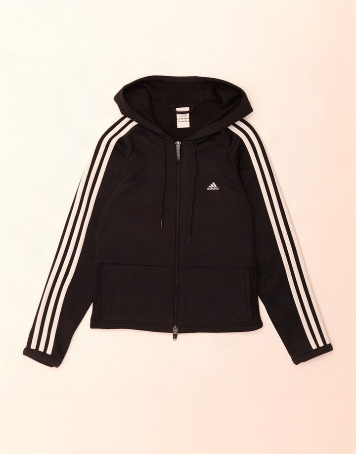 Adidas Sudadera con capucha y cremallera para mujer Reino Unido 14 Mediano Negro Poliéster