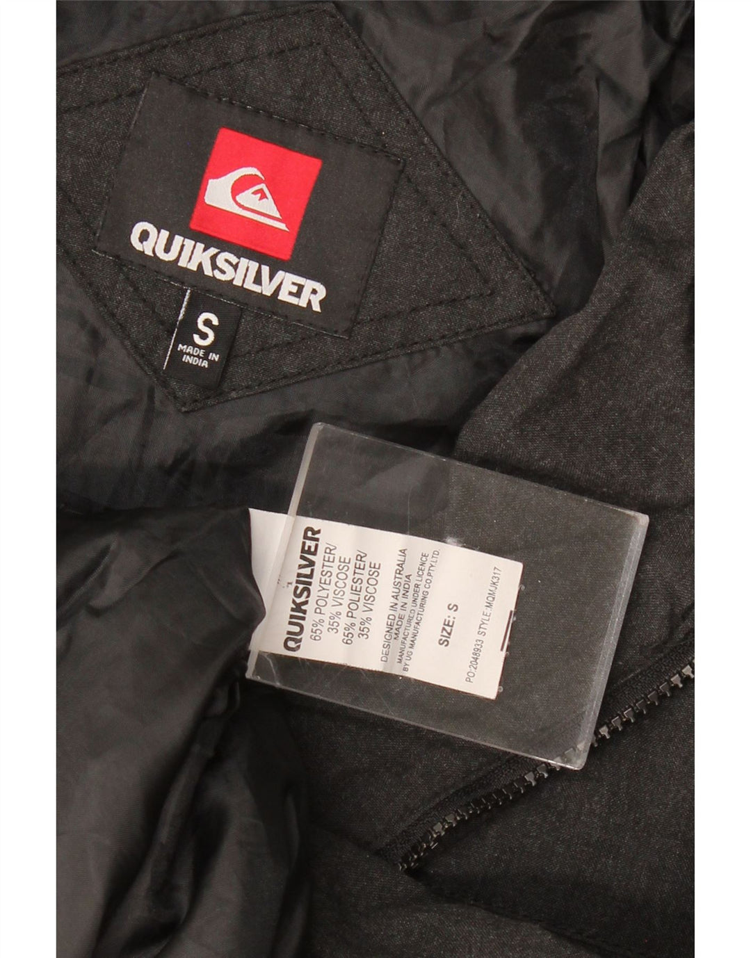 QUIKSILVER Chaqueta Bomber Militar para Hombre UK 36 Small Gris Poliéster