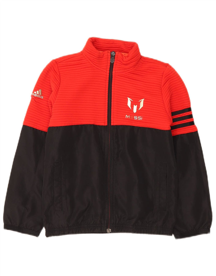 Adidas Boys MESSI Graphic Chándal Top Chaqueta 7-8 Años Rojo Colorblock