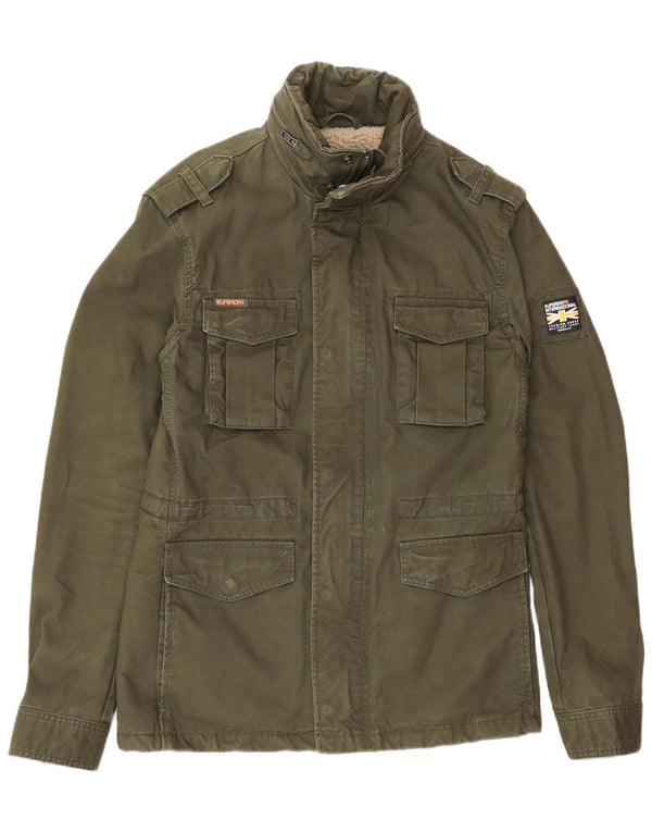 Superdry Chaqueta Sherpa Utility para hombre, talla 36, algodón caqui pequeño