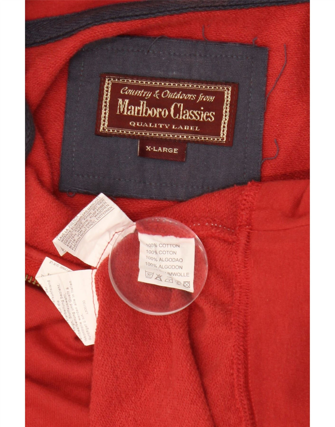 MARLBORO CLASSICS Sudadera con cuello y cremallera para hombre Jumper XL Algodón rojo