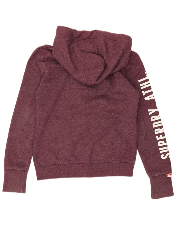 Superdry Sudadera con capucha y cremallera gráfica para mujer Reino Unido 40 Small Borgoña Algodón
