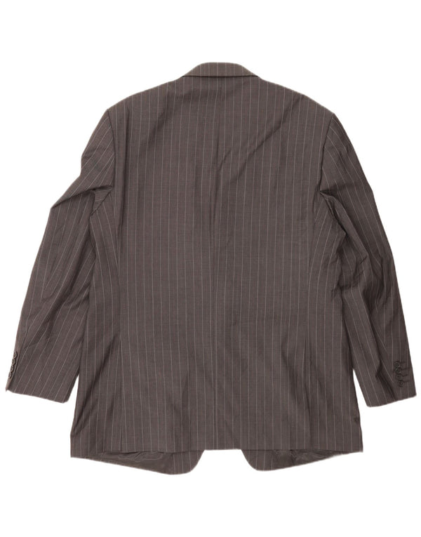 Marks & Spencer Mens 2 Button Blazer Jacket UK 46 XL Grey Pinstripe Wool