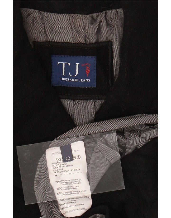 Abrigo Mujer Trussardi Jeans Cruzado IT 42 Mediano Lana Negro