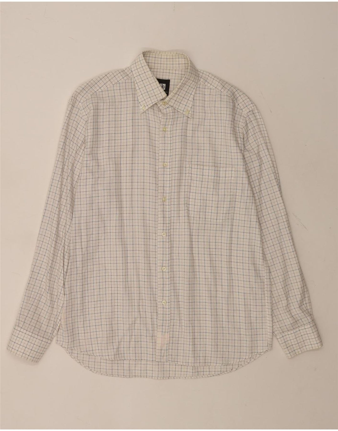 ROCCOBAROCCO Camisa para hombre Talla 41 16 Algodón a cuadros blanco grande